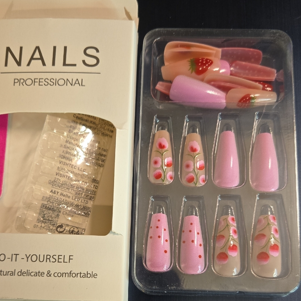 Pink Strawberry Press-On Nails